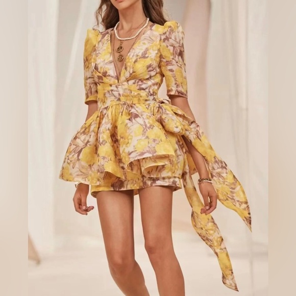 NWT AU2 RUNWAY LOOK Zimmermann HIGH TIDE PEPLUM MINI Dress - Picture 6 of 14